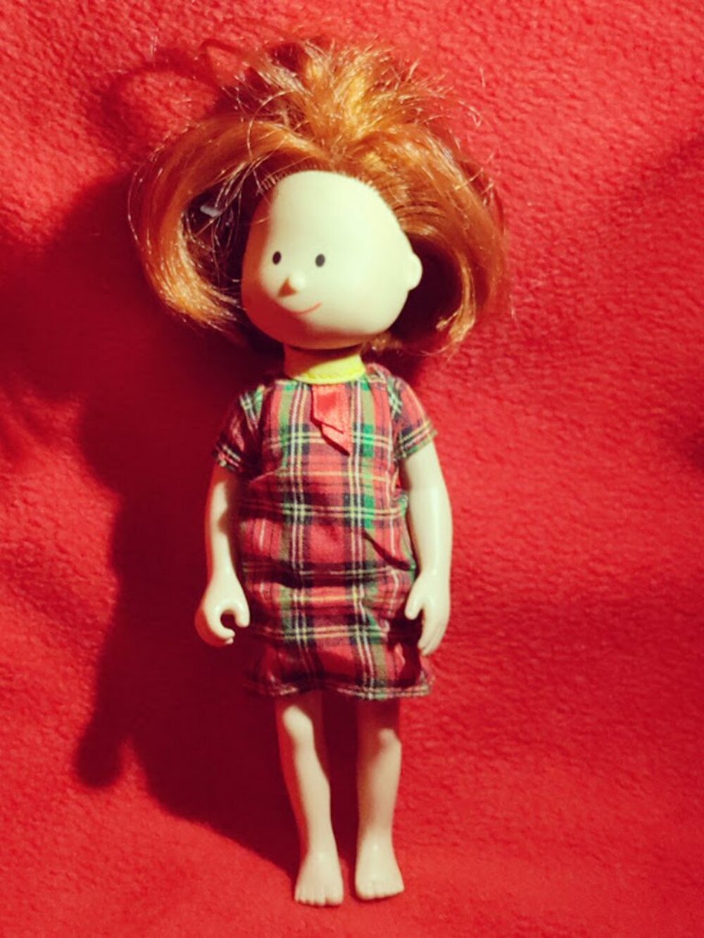Small Red Hair Plaid Dress Doll